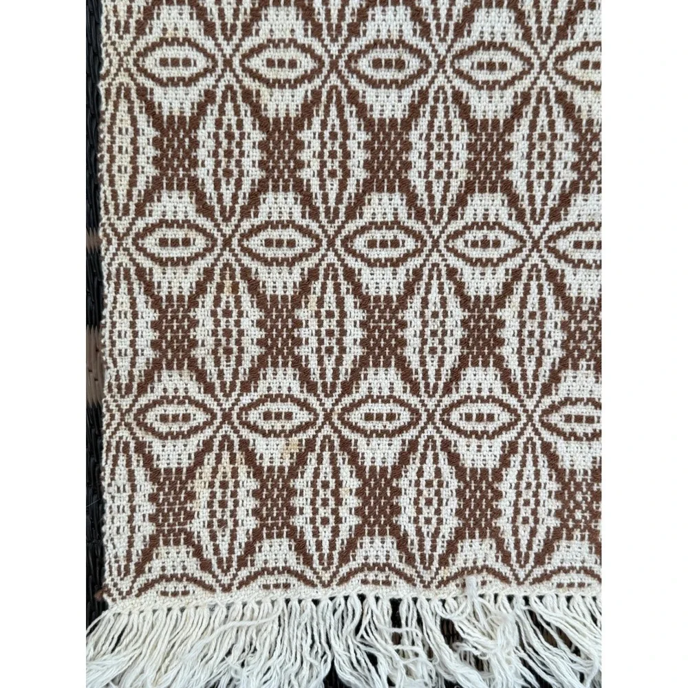 Heritage Handweaving Table Runner Kathleen Corey Flaherty Brown Cream Excellent